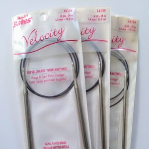 Circular knitting needles, Susan Bates, Velocity, Nickel plated Brass, 29 inch / 73.5 cm image 1