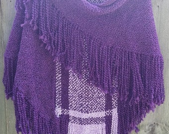 Amethyst and violet shawl, deep purple and lilac, hand woven, super soft