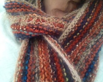 Hand Knitted Scarf - Mineral Earth Warm Colors