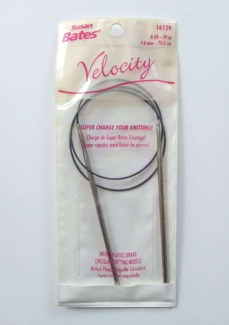 Circular knitting needles, Susan Bates, Velocity, Nickel plated Brass, 29 inch / 73.5 cm image 2