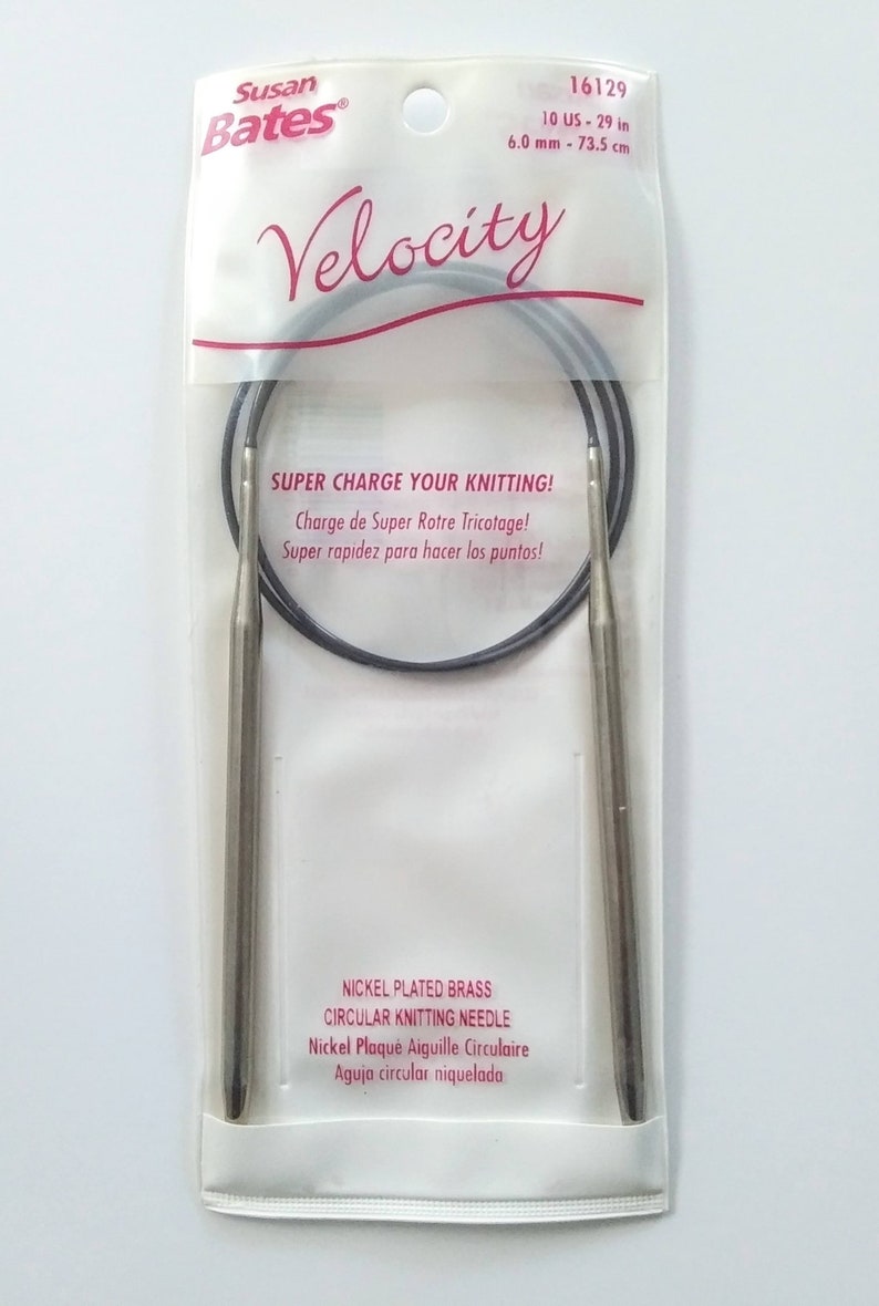 Circular knitting needles, Susan Bates, Velocity, Nickel plated Brass, 29 inch / 73.5 cm image 3