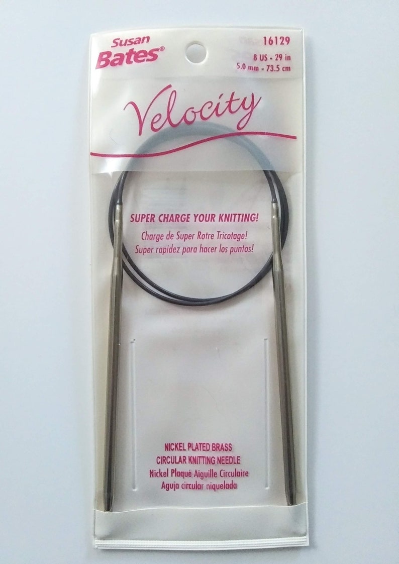 Circular knitting needles, Susan Bates, Velocity, Nickel plated Brass, 29 inch / 73.5 cm image 4