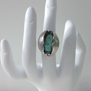 Vintage Turquoise Nugget Sterling Silver Ring 5 Artisan