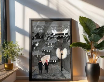 Arte murale della città di Stoke, regalo di compleanno per lui, arte per l'anniversario dello Stoke FC, regalo per il fidanzato, arte paesaggistica in ceramica, regalo unico della città di Stoke per lei