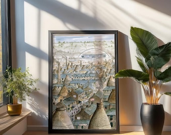 Regalo di compleanno per lui con decorazioni murali dello Stoke City, regalo di anniversario dello Stoke FC per il fidanzato, regalo di arte paesaggistica in ceramica per tifoso dello Stoke City