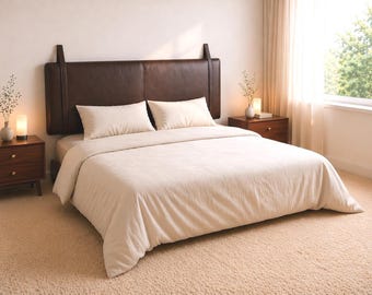 Cabecero de piel suave, respaldo de cama acolchado, panel tapizado elegante, decoración de dormitorio cómoda y personalizada.