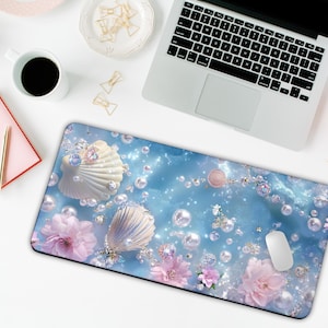 Aesthetic Desk Mat - Large and Ocean Themed Desk Pad Cute Gaming Mouse Pad - Stylish Non-Slip Desk Accessory- A Valentines Gifts for Her