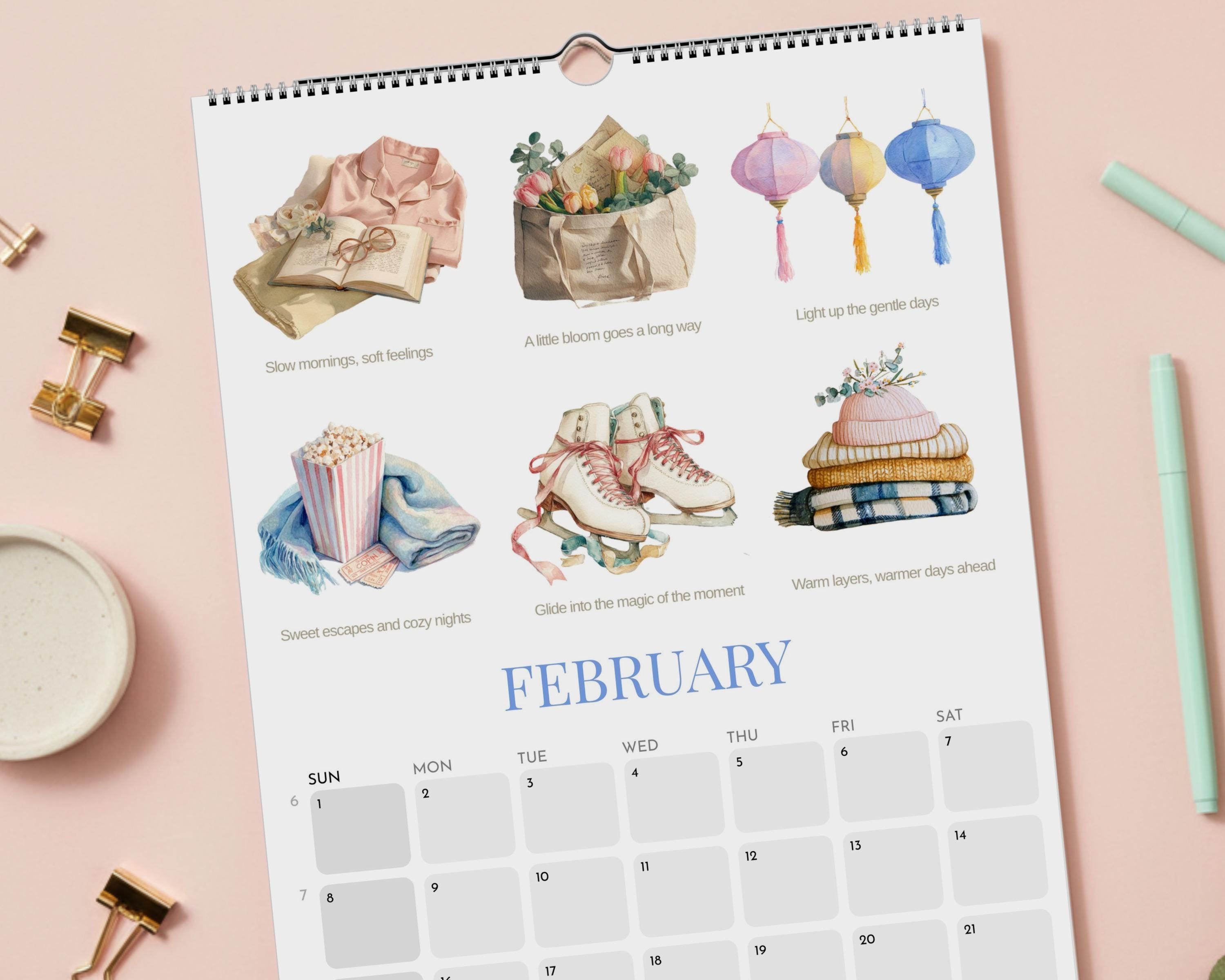2026 Wall Calendar 11x16.5 – Illustrated Seasonal Calendar, Cozy ...