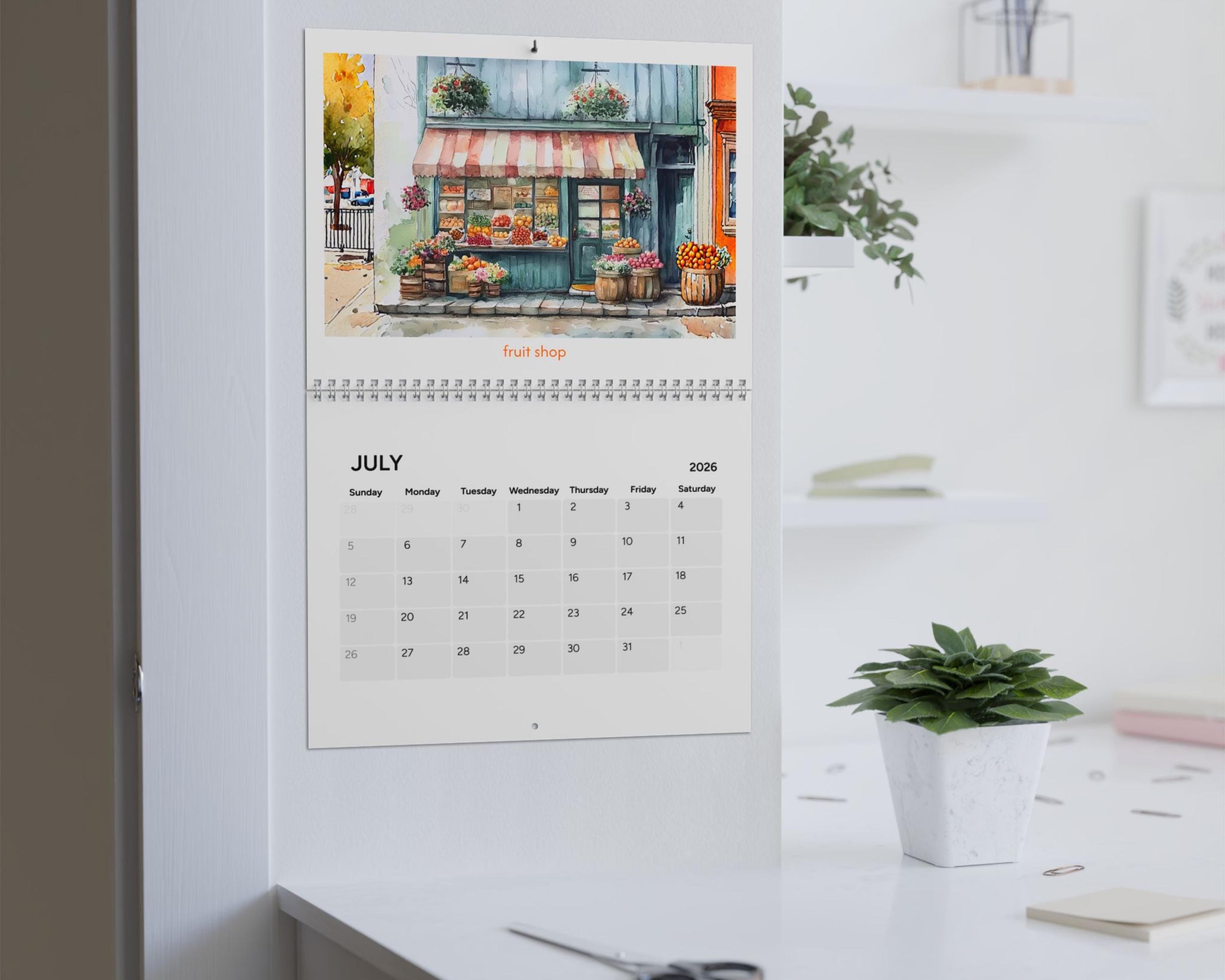 2026 Cottagecore Calendar, Shop Front Scenes, Aesthetic Wall Art - Etsy