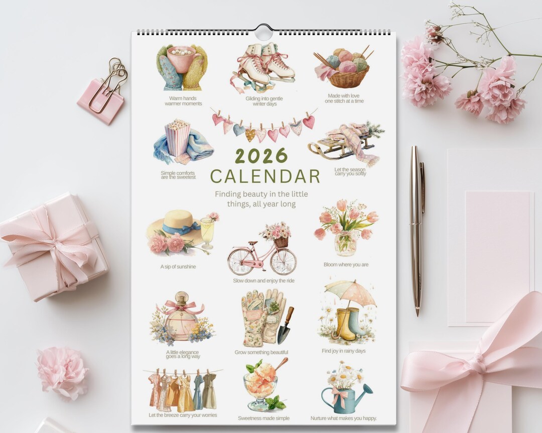 2026 Wall Calendar 11x16.5 – Illustrated Seasonal Calendar, Cozy ...