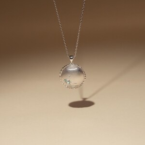 Planet Neptune silver necklace with aquamarine.