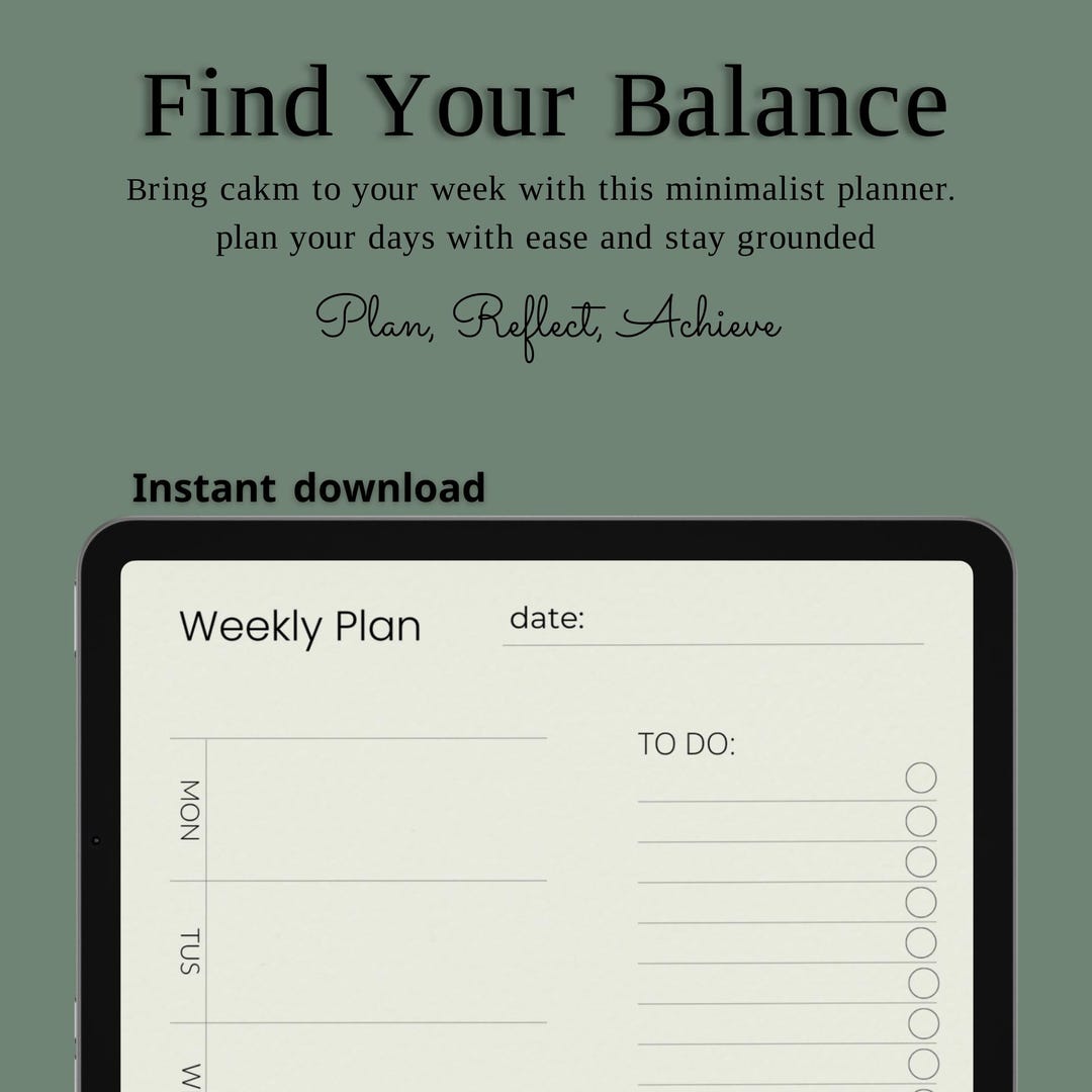Weekly Balance Check Planner Weekly Balance Planner - Digital & Printable Formats - Etsy