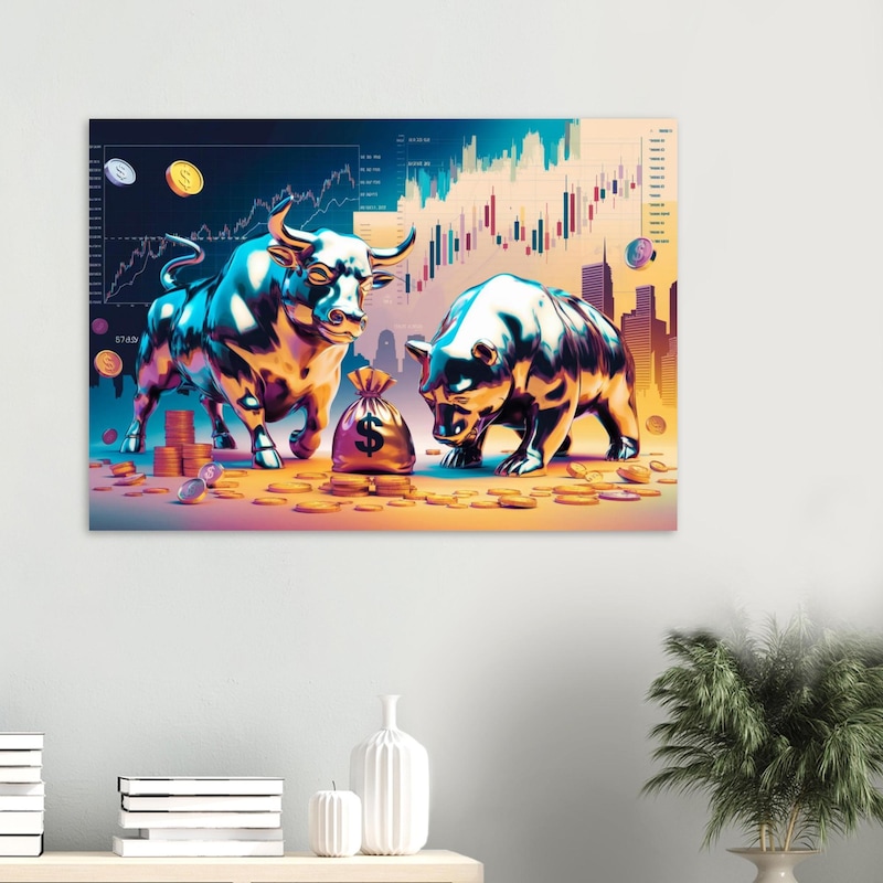 bull & bear digital prints, stock market art, wall... Stock Market Decor - Etsy