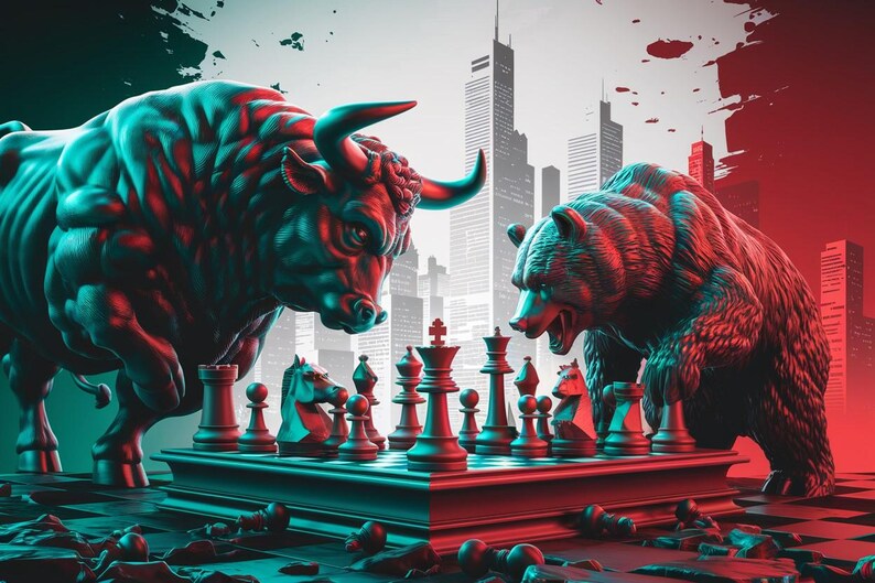 bull & bear digital prints, stock market art, wall... Bull and Bear Wall Art Digital Files, Png, Forex Prints, Stock Market ...