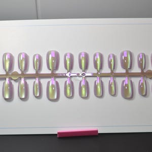 Short Square Cat Eye Iridescent Press On Nails --- All Sizes