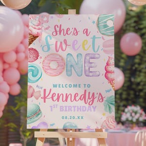 スイートワン ウェルカムサイン、編集可能な1歳の誕生日ウェルカムサインテンプレート、女の子の1歳の誕生日デコレーション、スイートワン カスタム ウェルカムサイン 印刷可能、SWO1