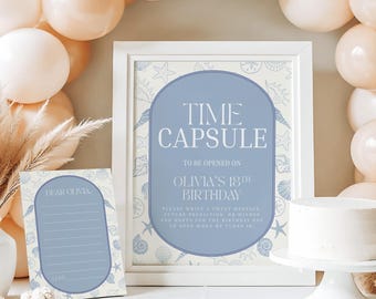 The Summer I Turned One Time Capsule Sign, Beach First Birthday Party Decor, Editable Sea First Birthday, Printable 1st Birthday Summer Sign