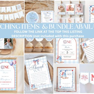 One American Babe Cupcake Toppers 4th Of July Red, White , Blue All American Girl Cupcake Toppers 1st Birthday Girl Editbale Cupcake Toppers image 7