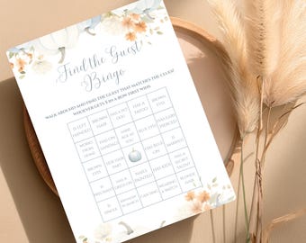Little Pumpkin Baby Shower Games, Baby Shower Bingo Game, Fun Baby Shower Game Card, Blue Baby Shower Favors, Guest Bingo Editable Template