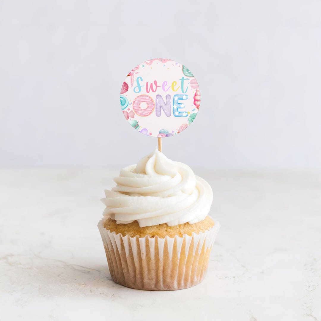 Sweet One First Birthday, Cupcake Toppers Birthday Party Favors, Donut ...