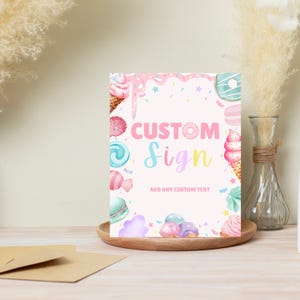 Two Sweet Birthday Sign Template 2nd Birthday Girl Sign Donut Birthday Party Sign Second Birthday Printable Table Decor Ice Cream Birthday