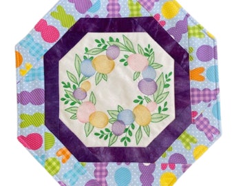 Quiltpakket voor zeshoekig tafelblad met geborduurd middenstuk