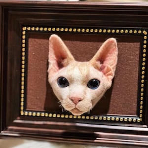 Needle Wool Felted Pet Head Portrait, Custom 3D Felt Cat Memorial Frame, Personalized Wool Cat Plush Art, Pet Lover Gifts, Pet Loss Gifts