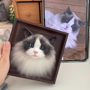 Custom Wool Felt Pet Portrait, Handmade Pat Memorial Frame, Personalized Pet Replica, Cat Memorial Gifts, Pet Lover Gifts, Pet Loss Gifts