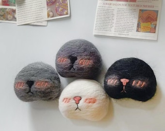 Felted Cat Whisker Keeper Magnet: Custom 3D Pet Memorial Gift