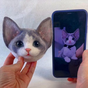 Custom 3D Needle Wool Felt Pet Replica, Personalized Handmade Pet Portrait, Cat Memorial Frame, Felt Plush, Pet Lover Gifts, Pet Loss Gifts