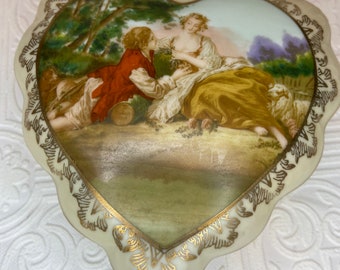 Porcelain Heart Trinket Box Victorian Couple