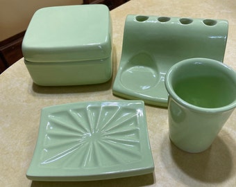 Haeger MCM Mint Green Vanity Bathroom Set