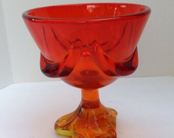 Vintage Amberina Art Glass Pedestal Vase