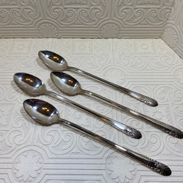 4 Crown Silverplate Radiance Long Tea Spoons