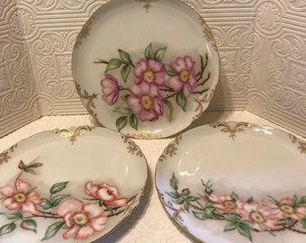 3 Jean Pouyat Limoges Handpainted Decorative Plates
