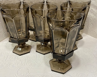 1 Fostoria Virginia Smokey Brown Iced Tea Glass Footed Tumbler Goblet 6 7/8”/8 available