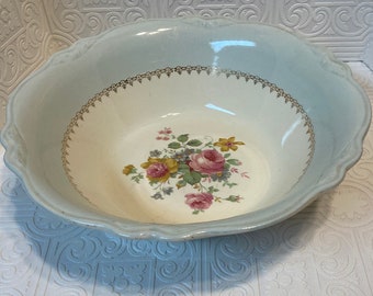 Blue Homer Laughlin Virginia Rose Serving Bowl