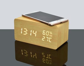 Wecker mit Ladestation | Digitaler Wecker mit Ladefunktion | Nachttisch Uhr