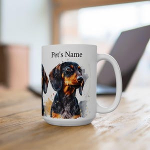 Adorable Dachshund Dog Ceramic Mug - Customizable Pet Lover Gift, Coffee Cup, Dog Mom Mug, Personalized Dog Mug, Custom Pet Name Mug