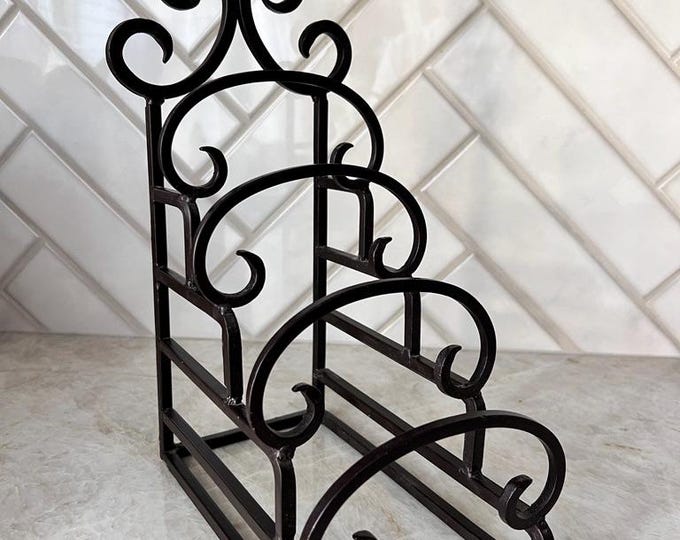 Wrought Iron 4 Tiered Plate Rack | Countertop Sitting Dish Rack ...