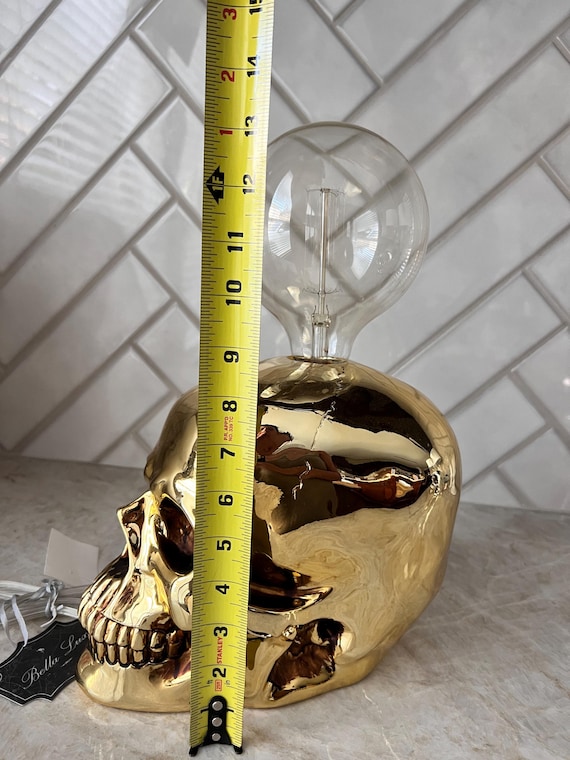 Gold Bella Luxx Skull Lamp W/ Bulb, Modern Gothic Lighting