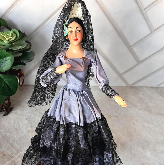 Vintage Spanish Flamenco Dancer Art Dolls – Señorita Munecos Carselle Chiclana Marin 1950s Handmade Folk Art