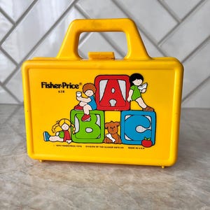 1979 Fisher-Price Vintage ABC Lunchbox with Thermos | Classic Yellow Plastic School Lunchbox | Retro Kids Collectible