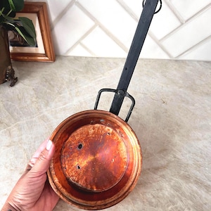 Antique French Copper Skillet | 19th Century Vintage Wall or Hearth Decor | 19th Century Kitchen | Chef and Baker Gift