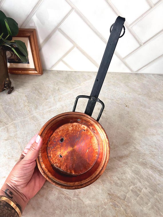 Antique French Copper Skillet | 19th Century Vintage Wall or Hearth Decor | 19th Century Kitchen | Chef and Baker Gift