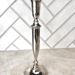 Vintage Silver Plated Taper Candle Holder – Classic Elegant Candlestick with Scalloped Base