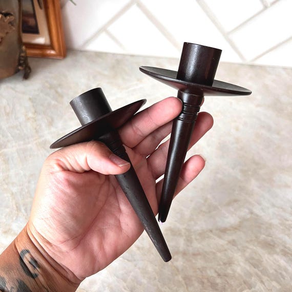 Set of 2 Bottelabra Candle Holders | Taper Candle Holder for Wine Bottles | Gothic Iron Style Wine Bottle Candelabra