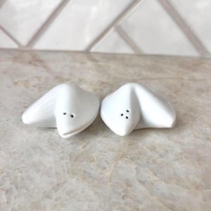 White Fortune Cookie Salt and Pepper Shakers – Ceramic Shaker Set, Asian-Inspired Kitsch Kitchen Decor