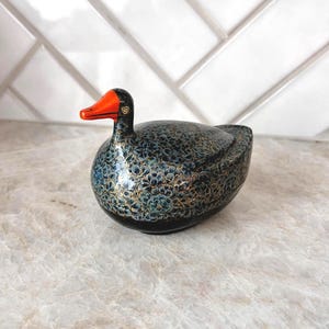 Vintage Cloisonné Duck Trinket Box | Lidded Enamel Jewelry Box | Decorative Bird Keepsake