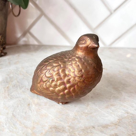 Mid Century Solid Ceramic Partridge Bird Figurine | Vintage Paperweight | Boho Shelf Decor | Bird Watcher Gift | Nature Lover